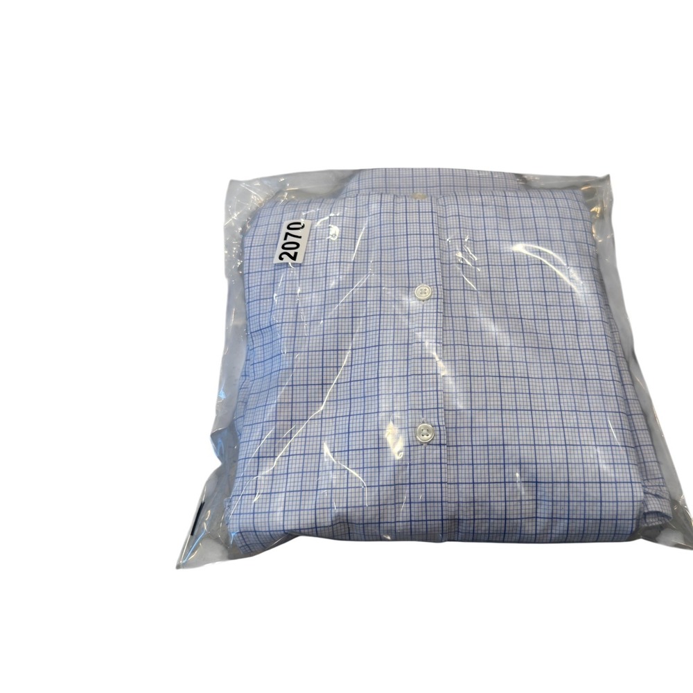 Hugo Boss Dress Shirt Mens 16.5 32/33 Blue White Sharp Fit Graph Check Button Up - Picture 8 of 8